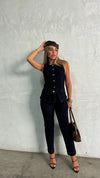 SET BLACK DENIM GILET