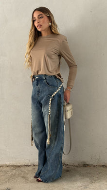  Jeans inserto treccia