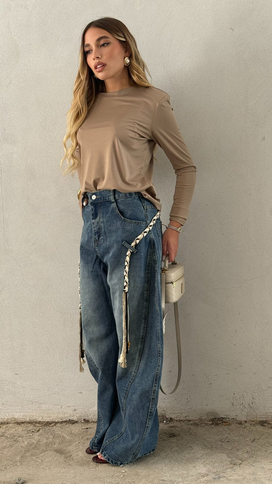 Jeans inserto treccia