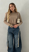 Jeans inserto treccia
