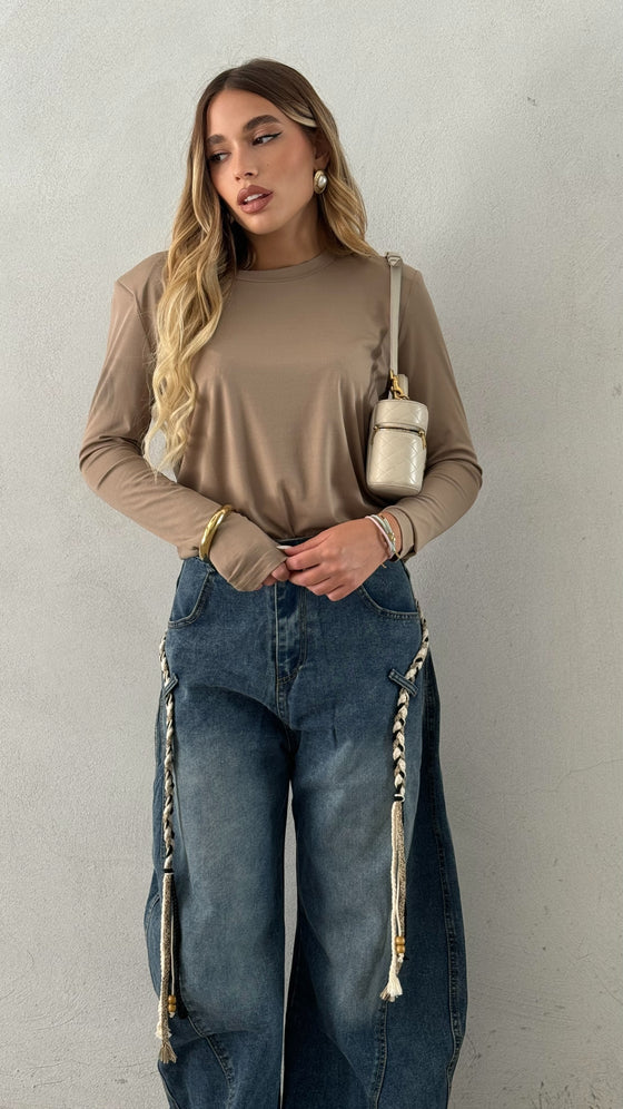 Jeans inserto treccia