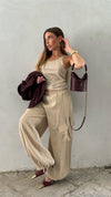 Pantalone cargo viscosa