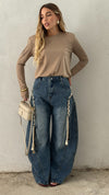 Jeans inserto treccia