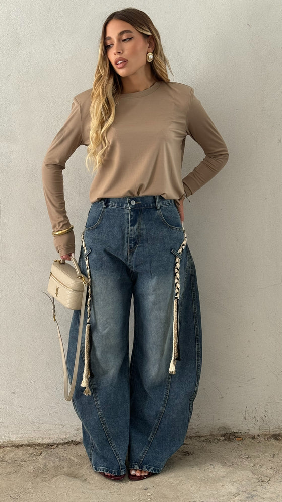 Jeans inserto treccia