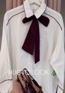  Camicia lunga  fiocco bordeaux