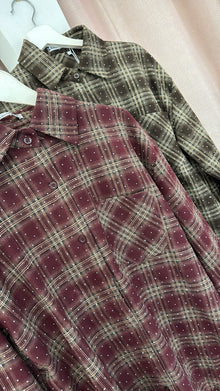  Camicia strass tartan