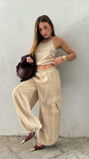Pantalone cargo viscosa